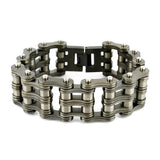SK2277 1" Wide All New Gunmetal Finish Stainless Steel Motorcycle Chain Bracelet