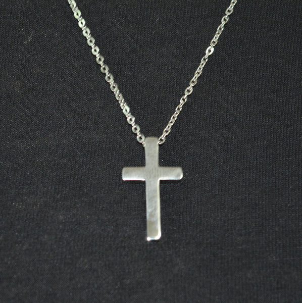 SK2343 Thick Cross 1" Tall With 19 1/2" Necklace Stainless Steel Christian Jewelry