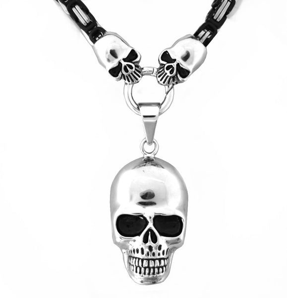 SK2353 Byzantine Necklace 7 mm With Skull Pendant  19 1/2"