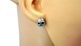 SK2362 Small Earrings Stainless Steel Skull Embellished Imitation Diamonds Post & Nut  7/16" Tall