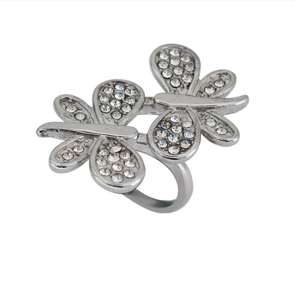 SK2504 Ladies Butterfly Stone Ring Stainless Steel Motorcycle Jewelry  Size 6-10