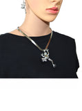 SK2510 Frog Pendant Matching Earrings With V-Cuff Necklace Stainless Steel