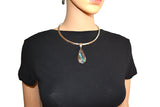 SK2520 Abalone Teardrop Pendant & Matching Earrings With Omega 19" Chain Stainless Steel