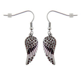 SK2539 Mini Purple Painted Winged French Wire Earring White Imitation Crystals
