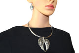 SK2550 Wing Pendant & Matching Earrings Set With 18" Omega Chain Stainless Steel