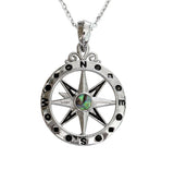 SK2558P Abalone Compass Pendant OnlyWith Adjustable 17"-21" Chain Stainless Steel