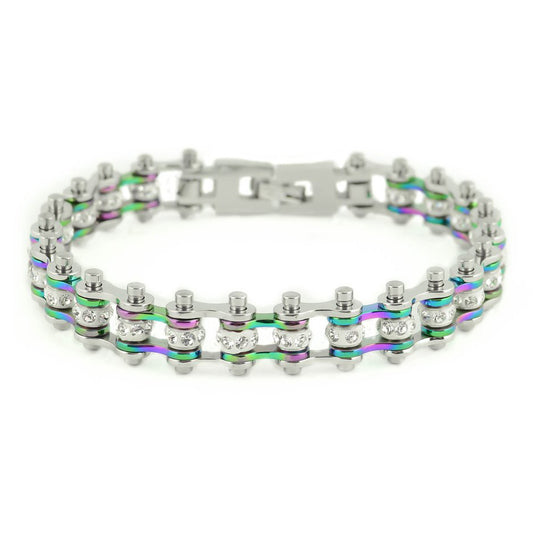 SK2207 Silver & Rainbow Crystal Bracelet