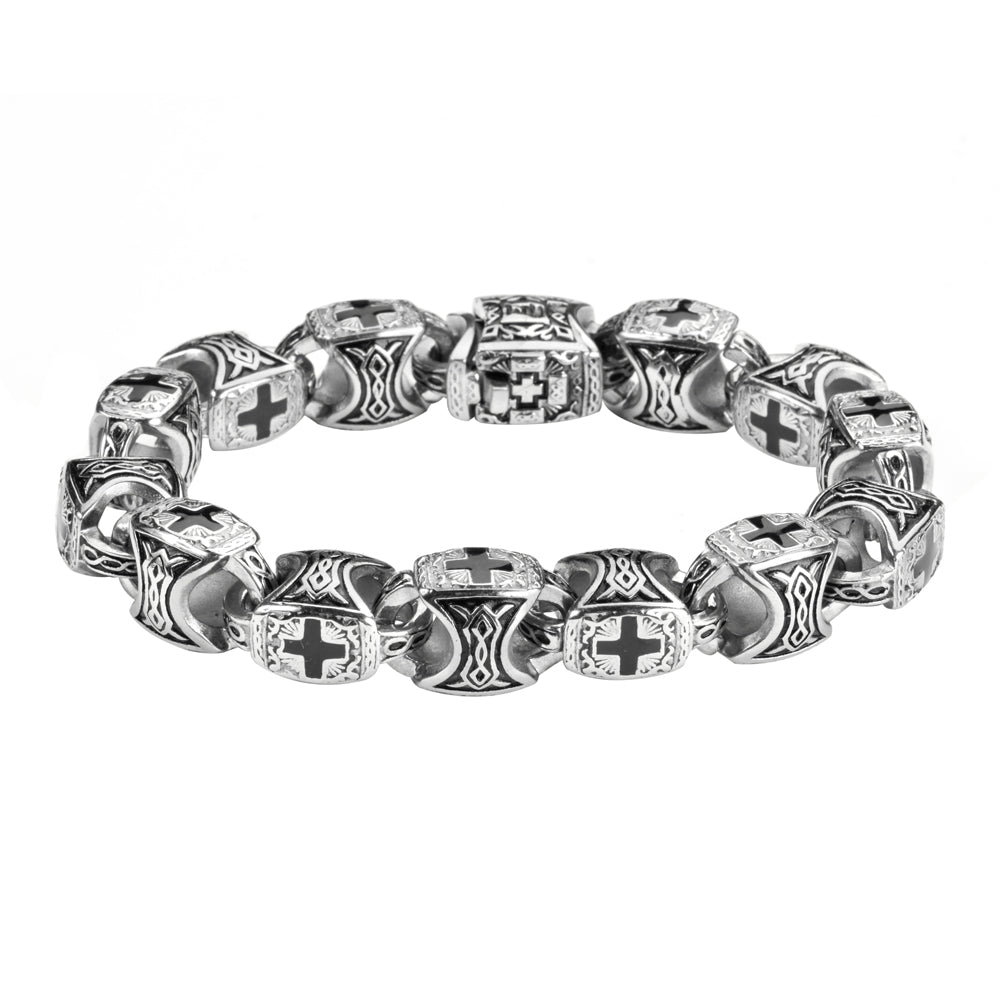 SK1715 Men's Greek Cross Bracelet  Stainless Steel Religious Jewelry