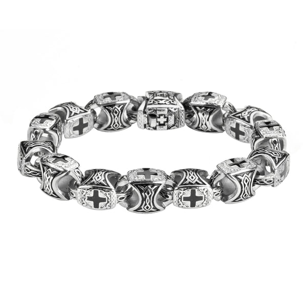 SK1715 Men's Greek Cross Bracelet Stainless Steel Religious Jewelry