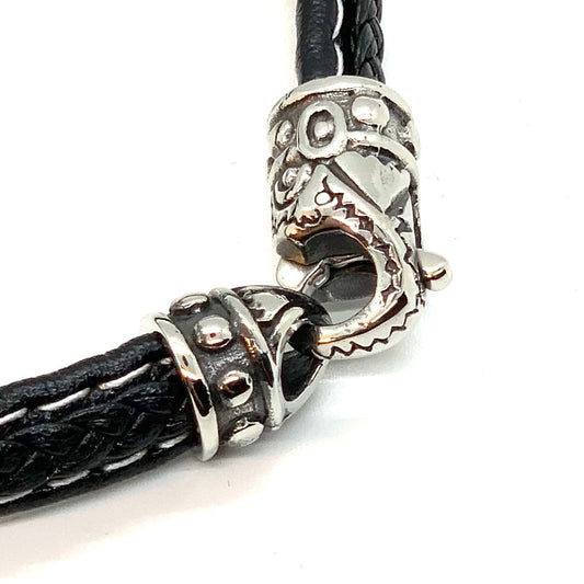 SK1796 Black Braid Leather Wrap Around Bracelet