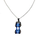 SK1202N Two Tone Black Blue With Blue Crystal Centers Bike Chain Necklace Stainless Steel Motorcycle Biker Jewelry