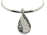 SK2521P Bling Teardrop With Omega 19" Chain Stainless Steel