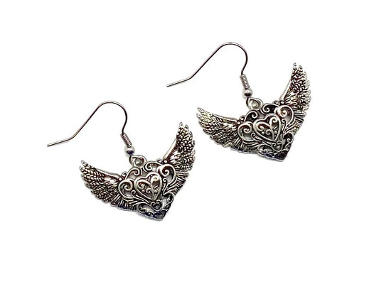 SK2535E Earring Winged Heart Scroll Design