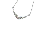 SK2700 Ladies Double Angel Wing Crystal Stainless Steel Necklace