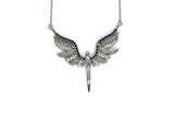 SK2702 Ladies Angel Wings Spread Crystal Stainless Steel Necklace