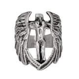 SK1007 Female Angel With Spread Wings Ring Stainless Steel Religious Motorcycle Jewelry Sizes 9-15
