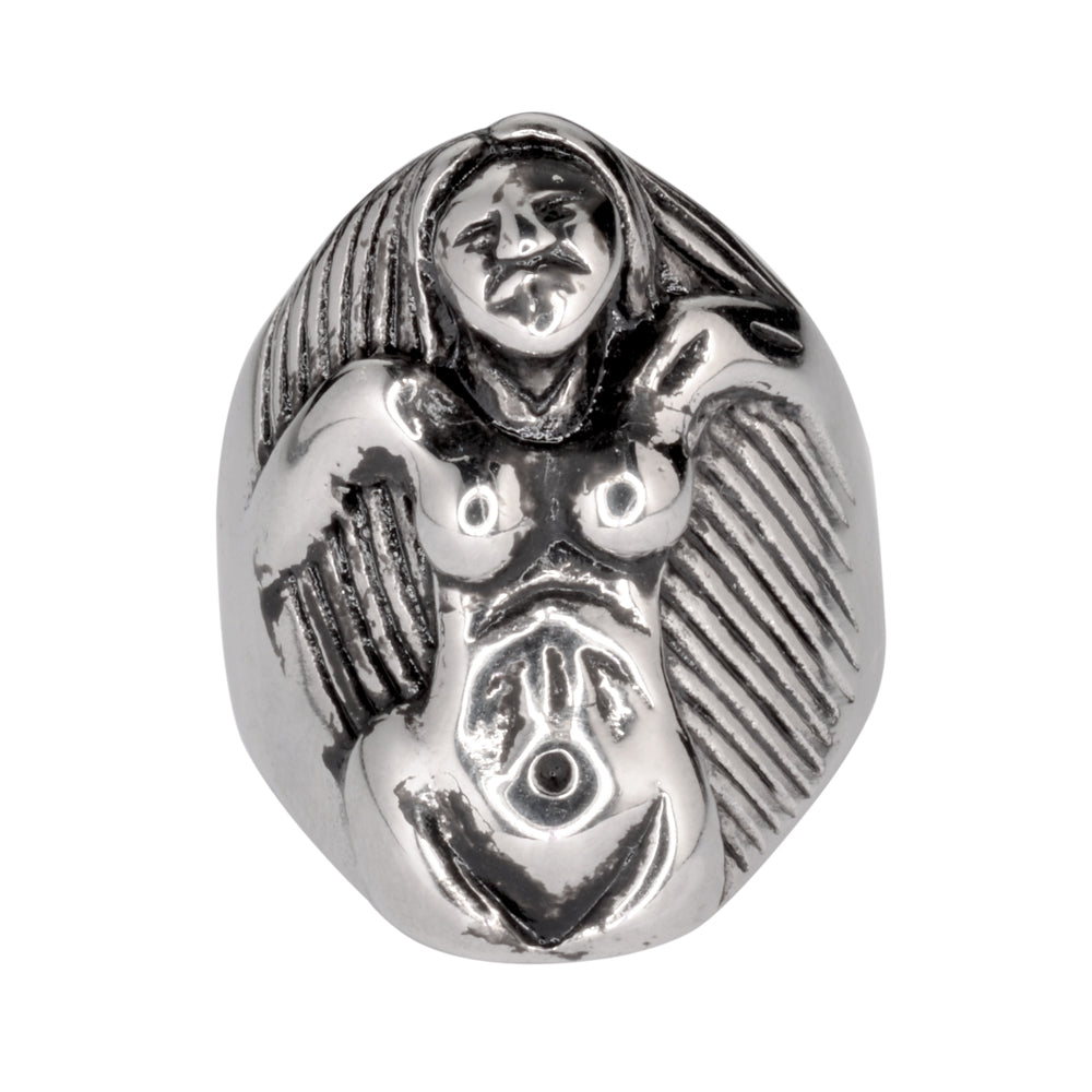 SK1020  Naked Lady With Long Hair Stainless Steel Motorcycle Jewelry  Size 9-14