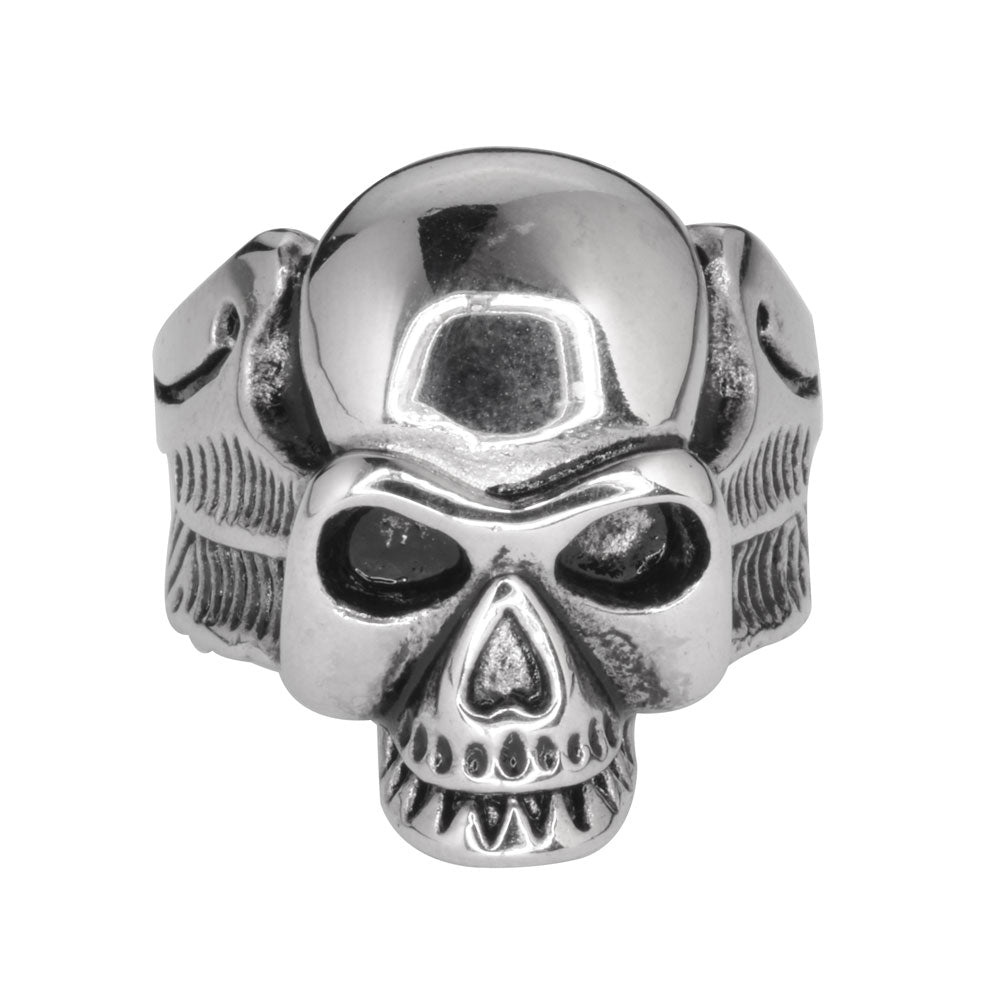 SK1039 Gents Life After Death Winged Skull Ring Stainless Steel Motorc ...