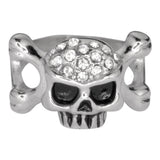 SK1050  Ladies Skull Bones Imitation Diamond Ring Stainless Steel Motorcycle Jewelry  Size 5-9