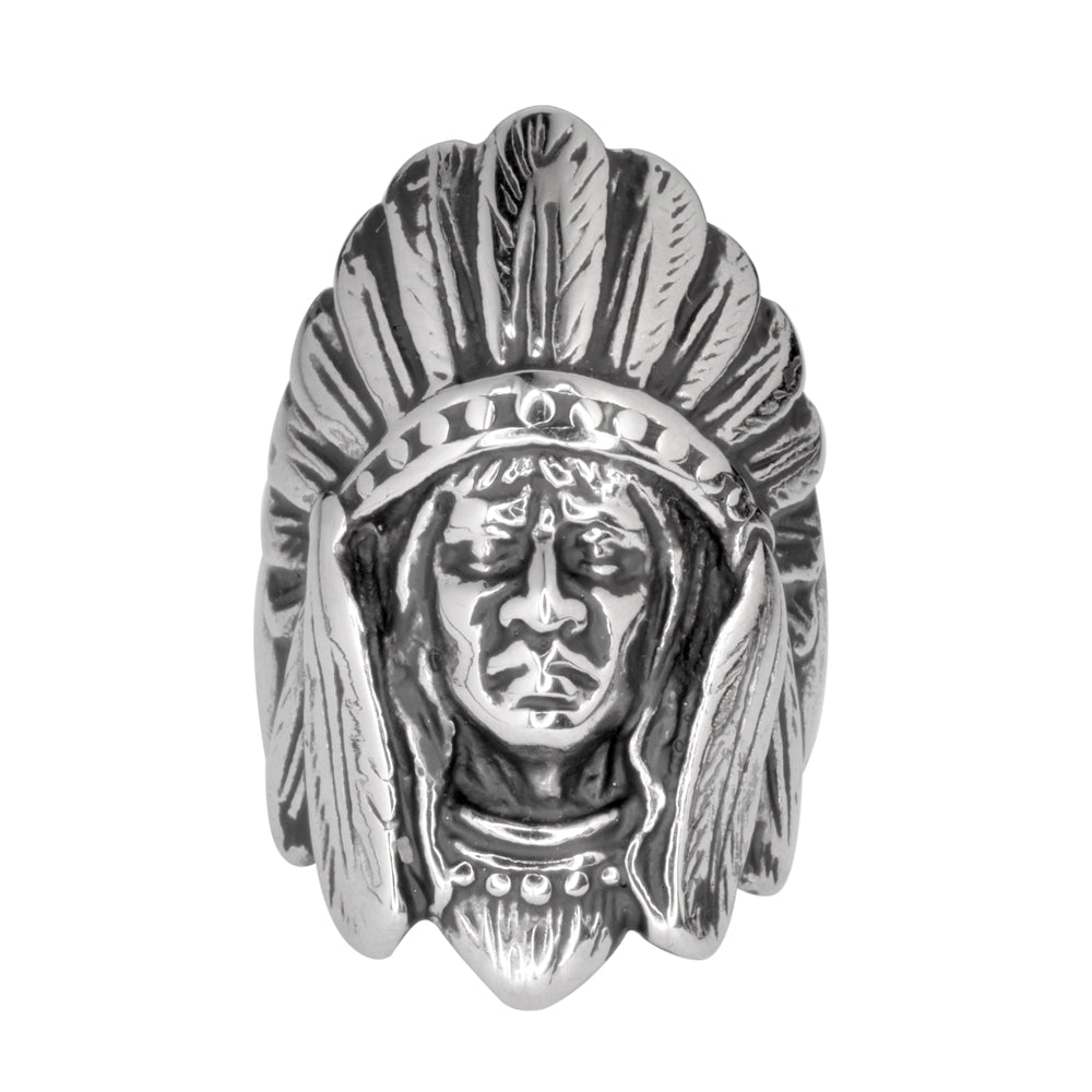 SK1063 Gents Indian Head Ring Stainless Steel Motorcycle Jewelry