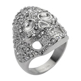 SK1065  Ladies Bling Covered Skull Imitation Diamond Ring Stainless Steel Motorcycle Jewelry  Size 5-9