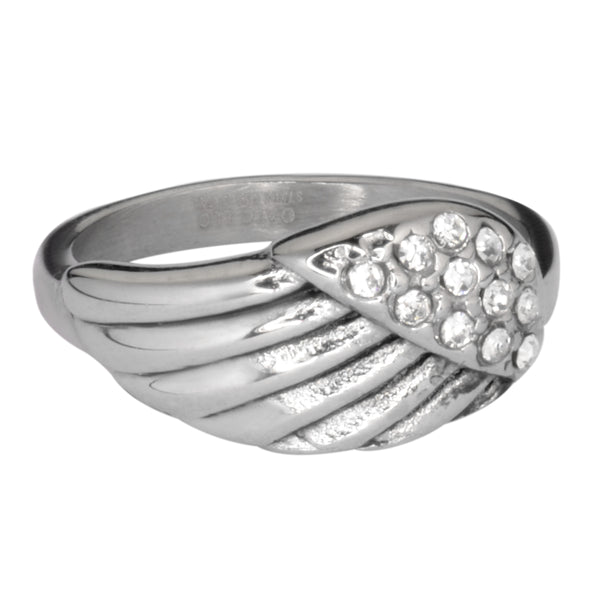 SK1073  Ladies Angel Wing Ring Imitation Diamond  Stainless Steel Motorcycle Jewelry  Sizes 5-10