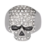 SK1075  Ladies Bling Skull Imitation Diamond Ring Stainless Steel Motorcycle Jewelry  Size 6-10