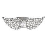 SK1080  Wings White Crystal Pear Center Ring Stainless Steel Motorcycle Jewelry  Size 6-10
