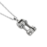 SK1105N Ladies Bike Chain All Stainless Crystal Bling Necklace 19 Stainless Steel Motorcycle Jewelry
