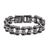 SK1125 3/4" Wide Two Tone Black Silver Double Link Design