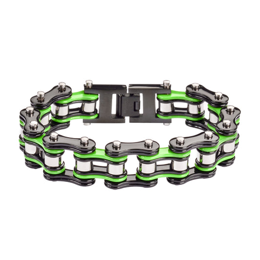 SK1133 Black Green Silver 3/4" Wide Double Link