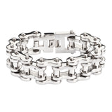 SK1177 All Stainless 1" Wide THICK LINK Men's Stainless Steel Motorcycle Chain Bracelet