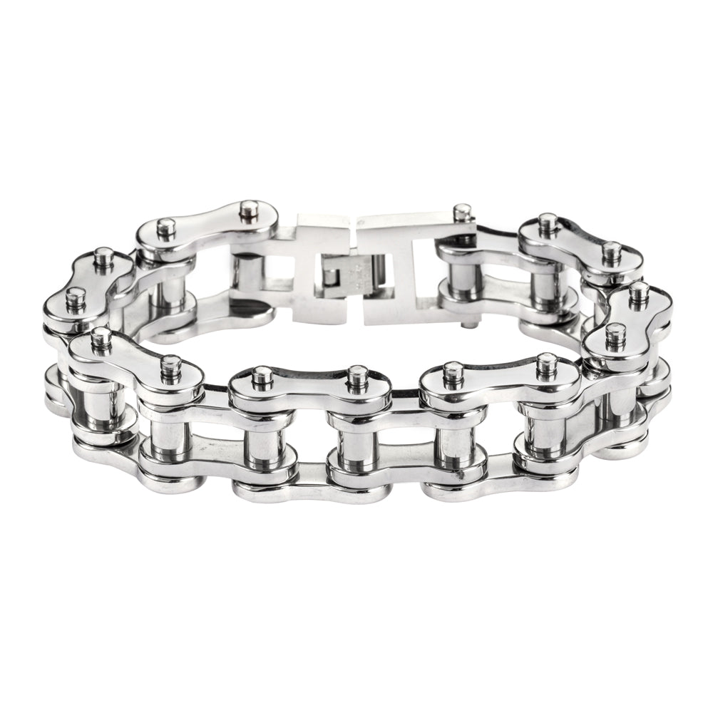 SK1185 All Stainless 3/4" Wide THICK LINK Men's Stainless Steel Motorcycle Chain Bracelet