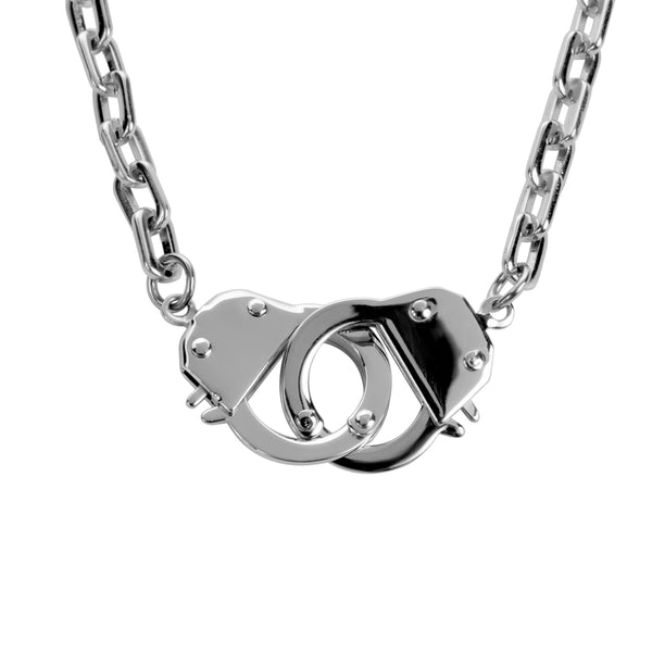 SK1456 Ladies Handcuff Necklace 19" Stainless Steel Motorcycle Jewelry