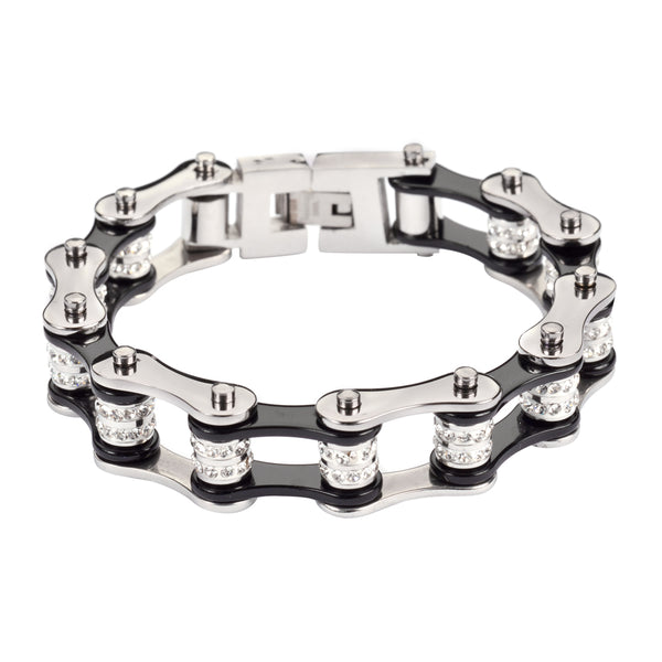 Ladies Crystal Bike Chain Bracelet | Heavy Metal Jewelry