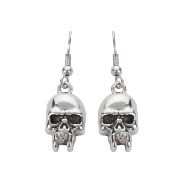 SK1621 Vampire Skull Earrings French Wire Stainless Steel Motorcycle Biker Jewelry