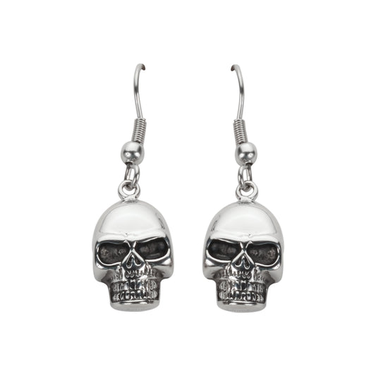 SK1626  Skull Earrings French Wire Stainless Steel Motorcycle Biker Jewelry