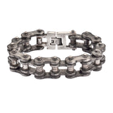 SK1700 Distressed Antique Finish 3/4" Wide THICK LINK Men's Stainless Steel Motorcycle Chain Bracelet