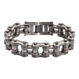 SK1702 Distressed Antique Finish 3/4" Wide Double Link Design Men's Stainless Steel Motorcycle Chain Bracelet