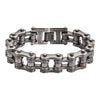 SK1702 Distressed Antique Finish 3/4" Wide Double Link Design Men's Stainless Steel Motorcycle Chain Bracelet