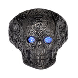 SK1736  Ladies Blue Eyed Tribal Tattoo Skull Ring Black Edition  Stainless Steel   Size 6-10
