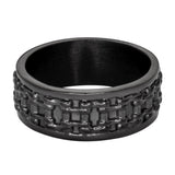 SK1748  Gents Bike Chain Ring Black Edition Stainless Steel Motorcycle Jewelry  Size 9-14