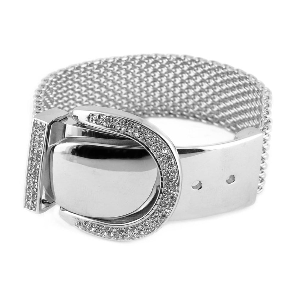 SK1790 Ladies Bling Belt Buckle Bracelet 7" or 8" Adjustable Stainless Steel Motorcycle Jewelry