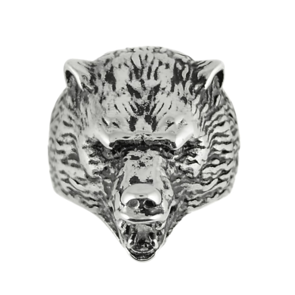 SK1845  Gents Grizzly Bear Ring Stainless Steel Motorcycle Jewelry  Size 9-15