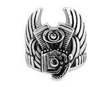 SK2231 Gents Engine With Wings To Heaven Ring Stainless Steel Motorcyc ...