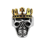 SK2233 Gents Crown Skull Ring With Bronze Plate Crown Stainless Steel Size 9-15