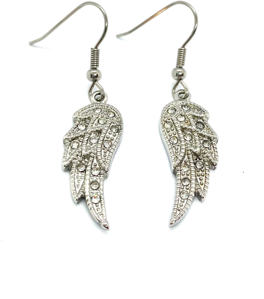 SK2235A Wing  Earrings Bling French Wire