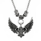SK2260 BLACK Ladies Angel Open Wing & Cross Black Bling Pendant With 4mm Foxtail Necklace 19" Stainless Steel