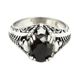 SK2264 Ladies Solitaire Skull Ring Imitation Black Stone Stainless Steel Motorcycle Biker Jewelry Sizes 5-10