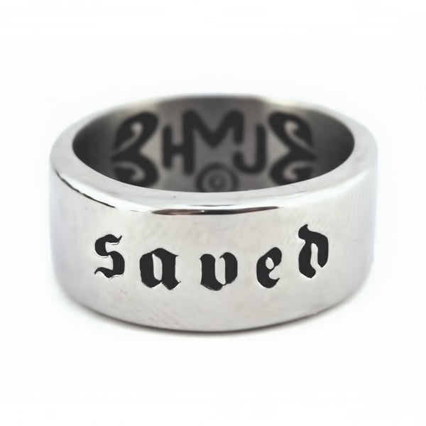SK2266 Saved Wide Band Ring Stainless Steel Motorcycle Christian Biker Jewelry Sizes 7